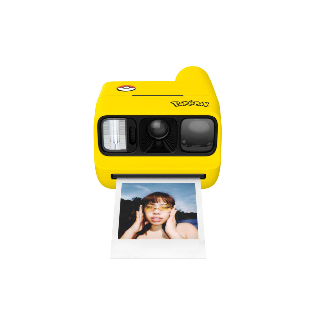 Polaroid Go Gen 3 Pikachu Edition ejecting a small Go instant photo