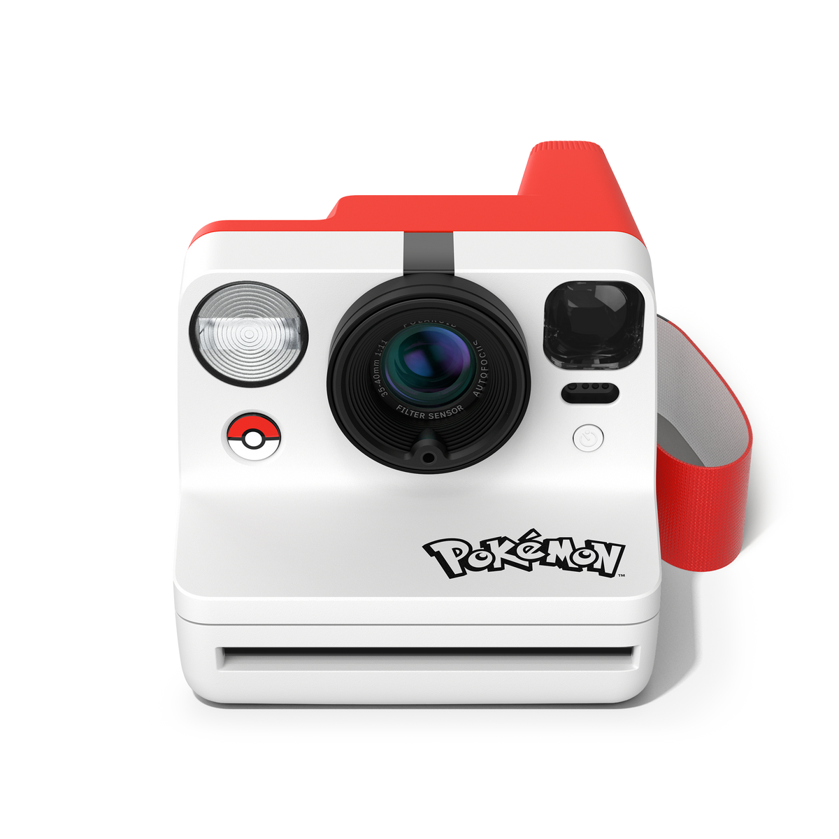 Polaroid Now Generation 3 Pokémon Edition instant camera in red and white Poké Ball design with Pokémon logo