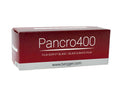 Red rectangular box of bergger pancre400 black and white film.
