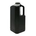 Black plastic jug with a white cap and integrated handle.