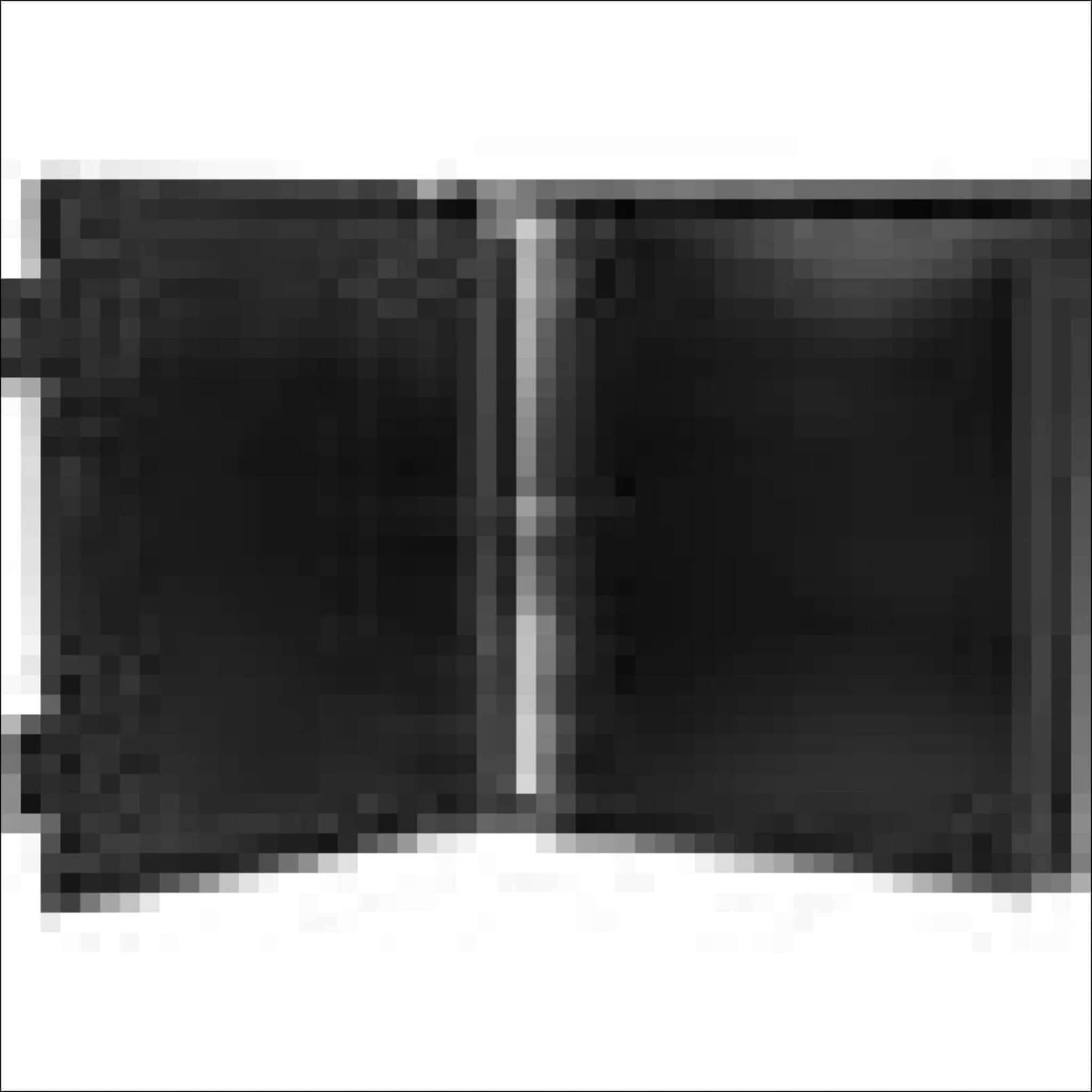 Black rectangular wallet with two distinct compartments and a central seam