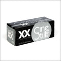 Black and silver cinestill xx 120 film box for b&w prints.