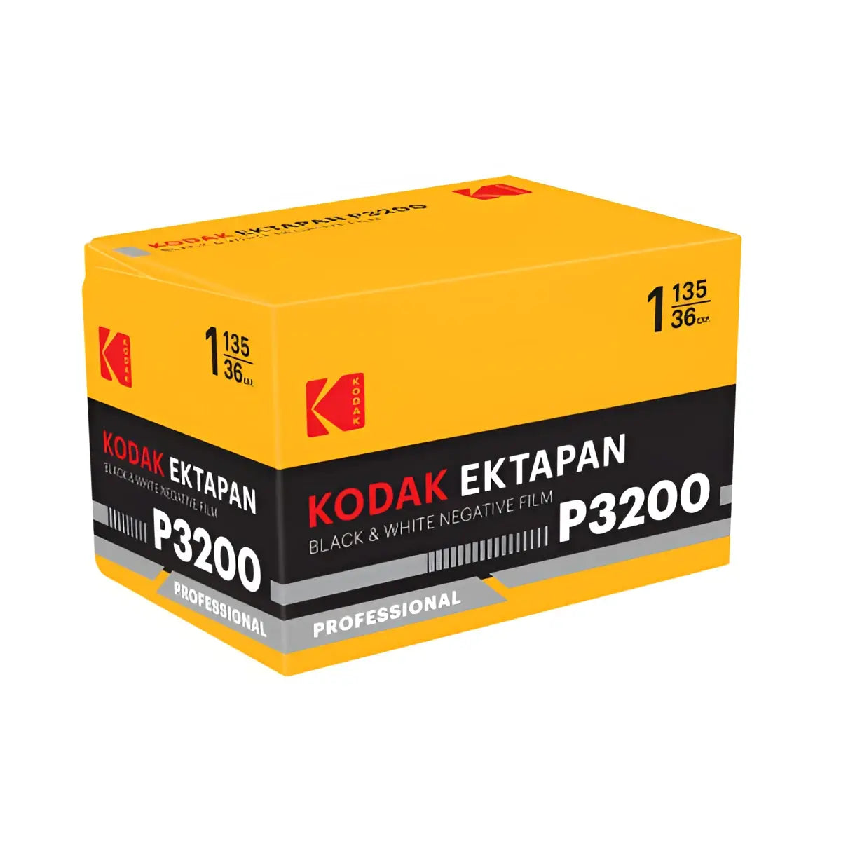 Bright yellow box of eastman kodak ektapan iso bw 35x36 black and white negative film exp 09 2027