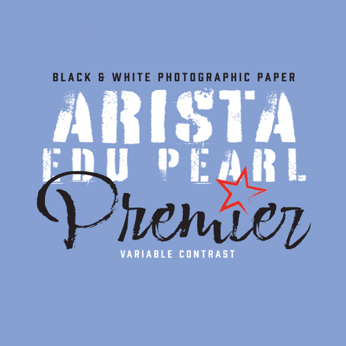 Arista premier black and white photographic paper with variable contrast, featuring a textured design accented by a red star.