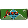Green and blue rectangular box of foma ortho film with red cursive branding.