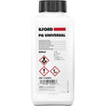 White plastic bottle with black screw-on cap, labeled ’ilford pq universal’ in bold black text above a red horizontal stripe.