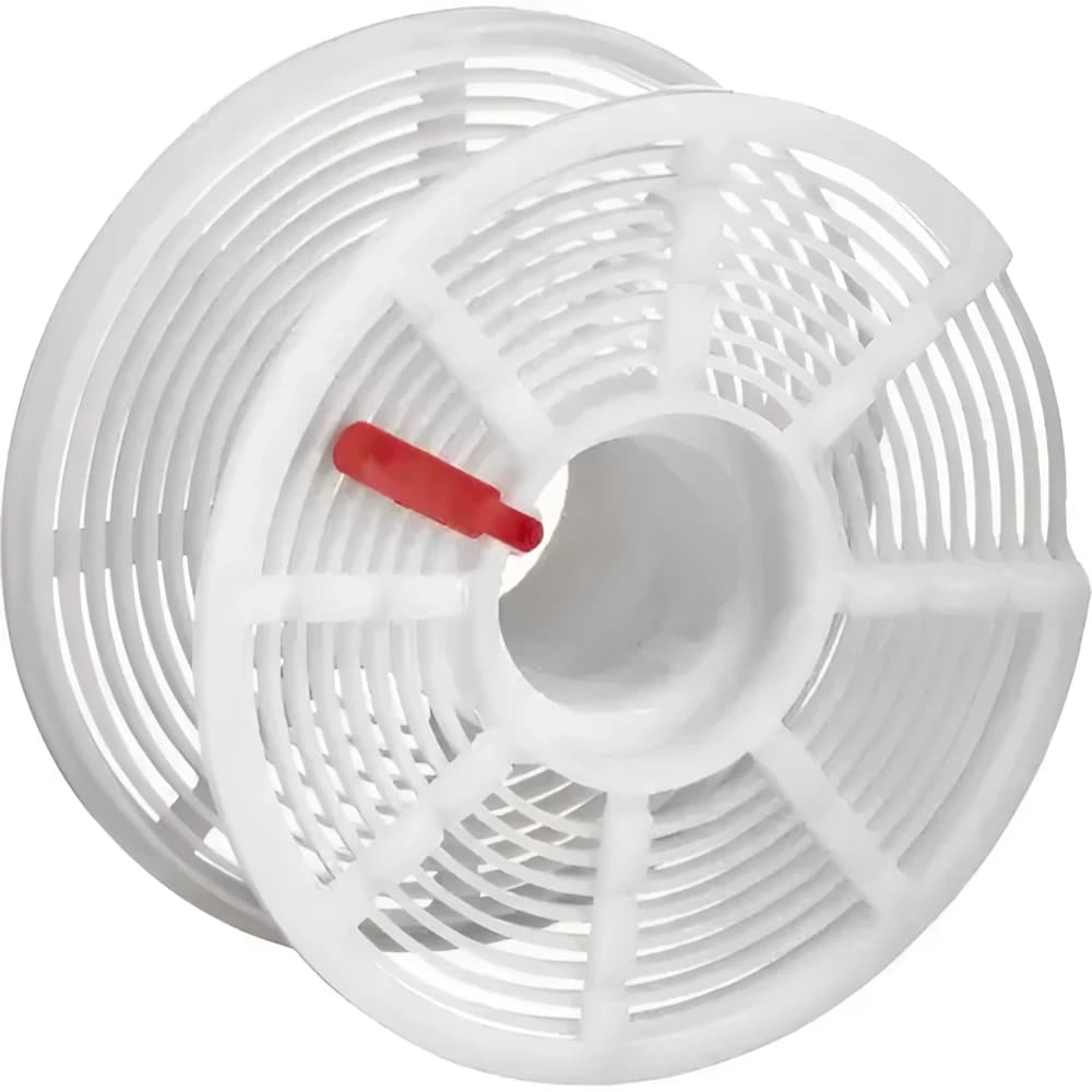 White plastic film spool with a red handle.
