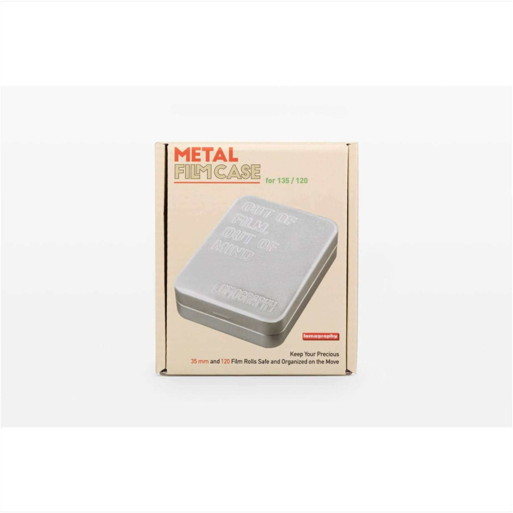 Lomography Metal Film Case for 135/120, perfect for organizing and protecting film rolls on the go.