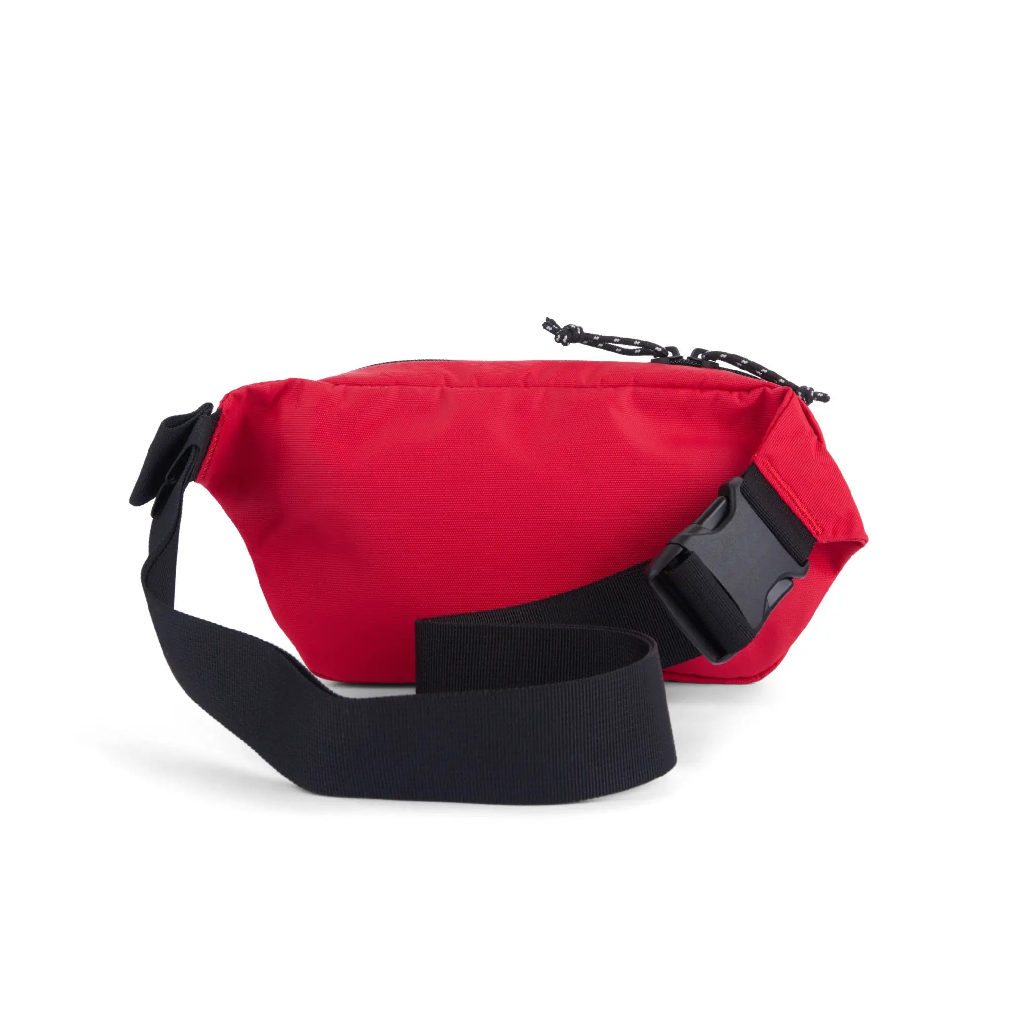 Red nylon long weekend monterey sling waist pack with black adjustable strap and buckle in chili red color