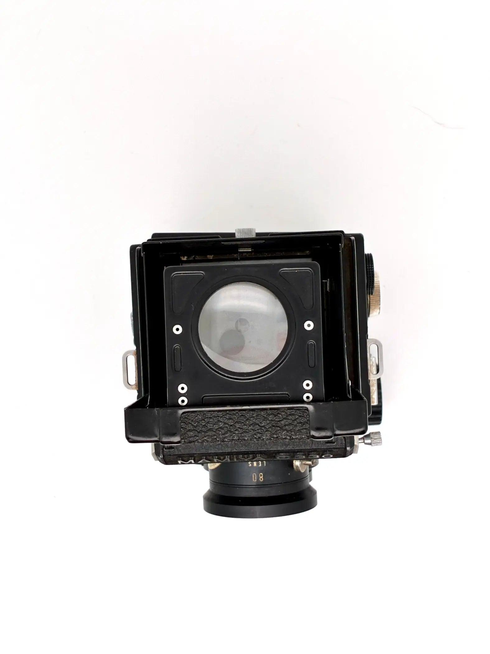 Vintage camera lens on a white background