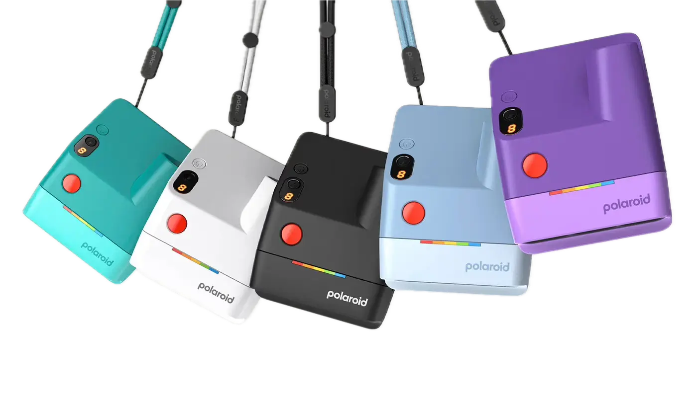 Polaroid go generation 3 instant film camera in teal white black light blue and purple for instant photos
